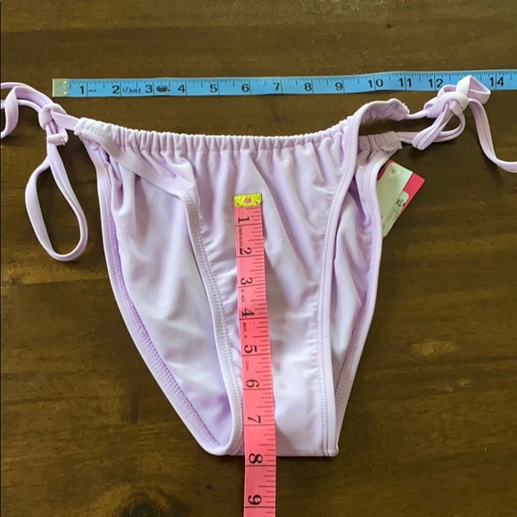 Junior’s Shirred Tie Side Bikini Bottom Lavender - Picture 2 of 9